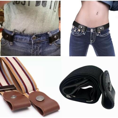 For Jeans No Bulge No Hassle Genuine Leather Buckle-free Elastic Invisible Belt