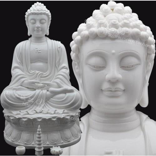Dehua white porcelain two inch ruler Amitabha Shakya Muni Buddha Sakyamuni Buddha ceramics