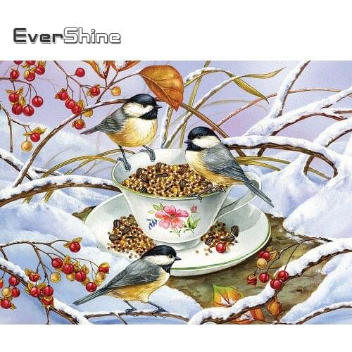 Evershine Diamond Embroidery Bird Picture Of Rhinestone Animal Diamond Painting Winter Mosaic Full Layout DIY Handicraft