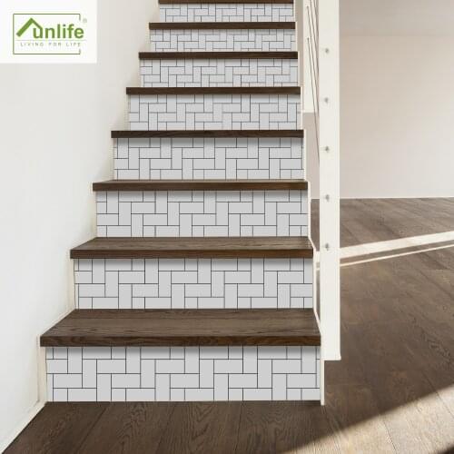 Funlife® Herringbone Subway Stair Stickers Waterproof Self-adhesive Bathroom Decorative Kitchen Anti-Slip Stairway Floor Sticker