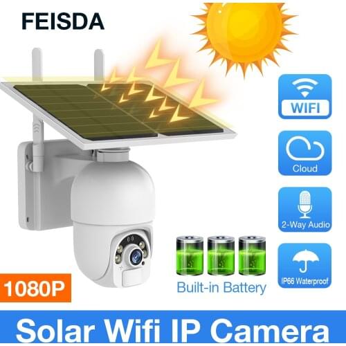 1080P WIFI Camera Solar Panel Battery PTZ 4X IP Camera Outdoor Security Wireless Monitor Waterproof CCTV Smart Home Surveillance