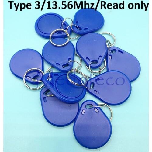 10 pcs Type 3 13.56mhz IC keyfobs card fudan Chip Keycard Read only Access key-chain Card for Access Control System Key only