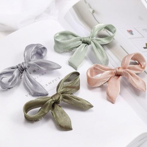 Korea Edition New Style Bowknot Vogue Double Layer Bud Silk Hairpin Heirloom Han Type Gauze Hairpin Spring Clip