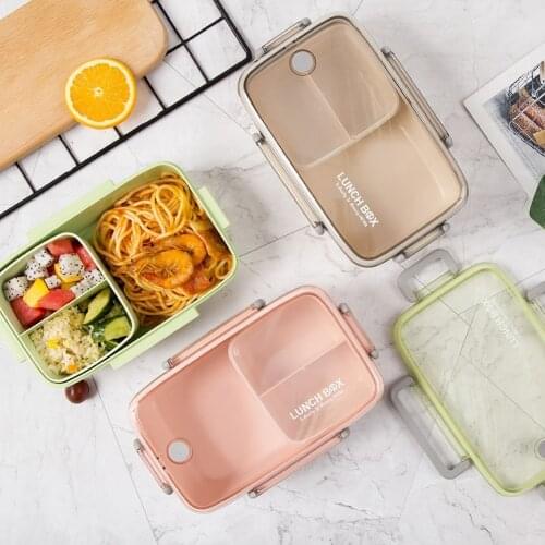 Lunch Box Eco-friendly Bamboo Fiber Material Portable Bento Box Microwaveble Food Storage Container For Office Children