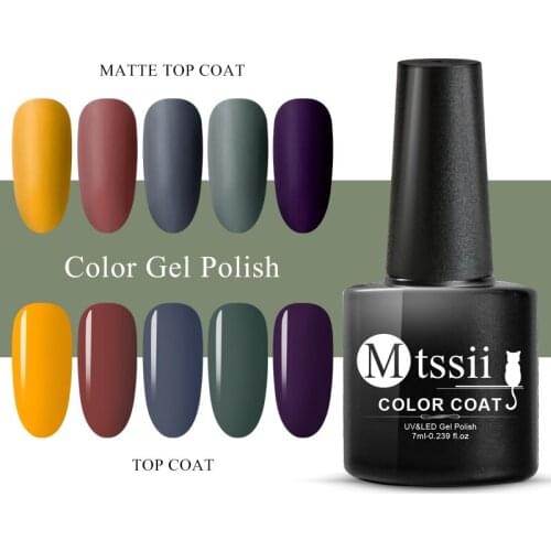 Mtssii 7ml Matte Top Coat Color UV Gel Nail Polish Morandi Series Semi Permanent Soak Off UV Gel Varnish DIY Nail Art Gel Paint