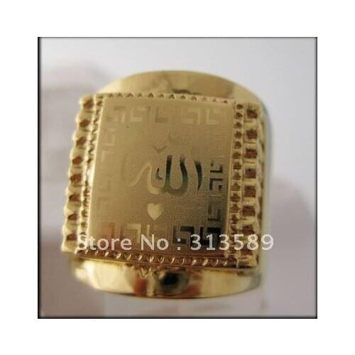 MIN ORDER 10$/CAN MIX DESIGN/NEW - YELLOW GOLD OVERLAY FILLED WITH BRASS GP MUSLIM ALLAH GOD RING SIZE 7 TO 11/GREAT GIFT