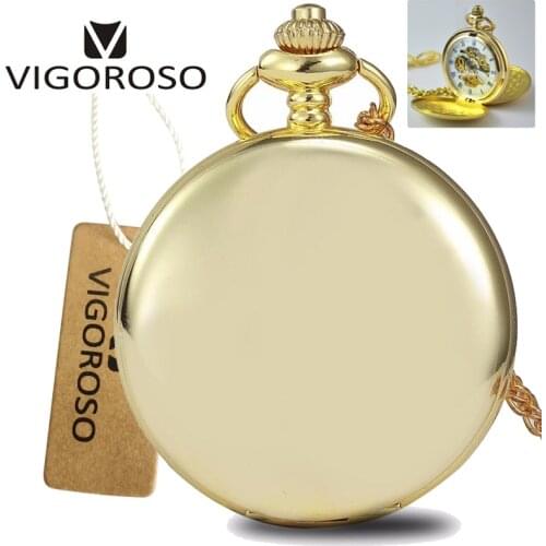 Golden Alloy Fashion Pocket Watch Steampunk Double Hunter Skeleton Hand Wind Mechanical Pocket Watch FOB Chain Men Women Gifts