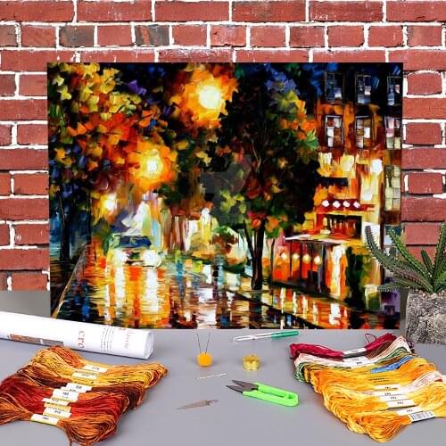 The Glowing Night Printed Canvas 11CT Cross Stitch Complete Kit Embroidery DMC Threads Handmade Sewing Painting work Decor
