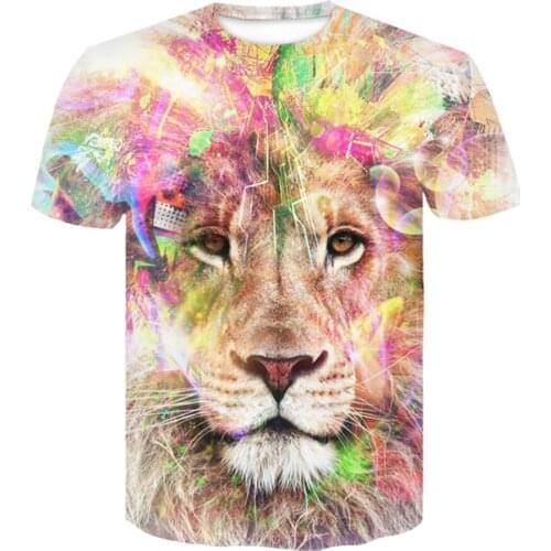 2021 Summer New style 3D Printing animal Lion Colorful tshirt Casual T-Shirt Fashion T-Shirt Breathable Teens Tops anime tshirts