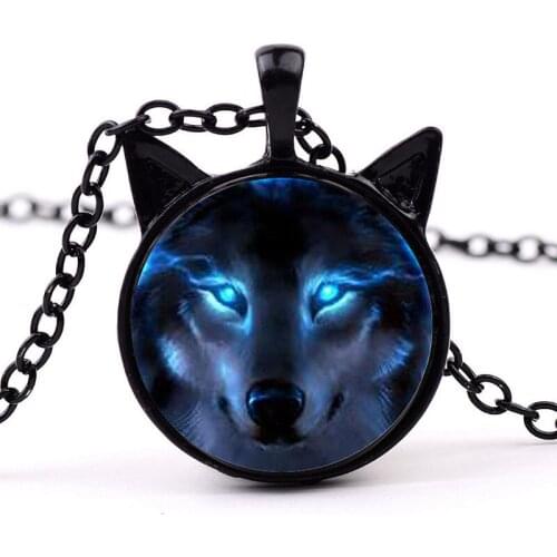 New Nordic Wiccan Wolf Necklace Wiccan Wolf Pendant Jewelry Glass Photo Cabochon Necklace