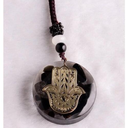 Oynx Energy Pendulo Pendant Necklace Reiki Chakra Orgone Pendulum Natural Stone Black Obsidian Jewelry Making Necklaces