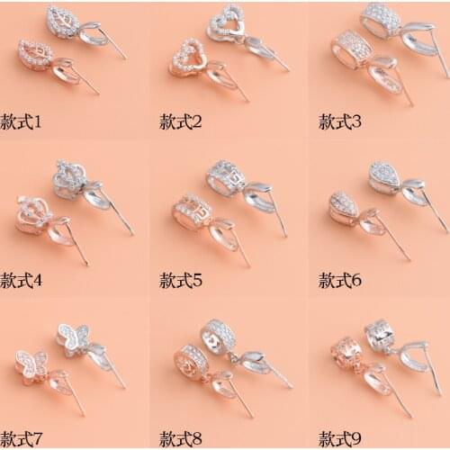 S925 sterling silver pendant melon seed buckle, handmade DIY crystal jade silver buckle necklace wear pin buckle accessories