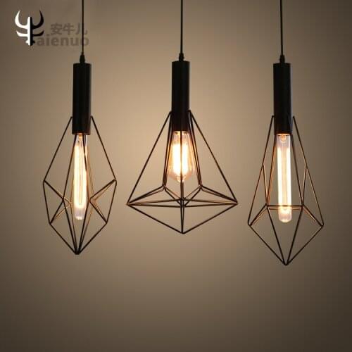 Loft Retro American personality loft diamond iron pendant light industrial wind restaurant bar decorative droplight