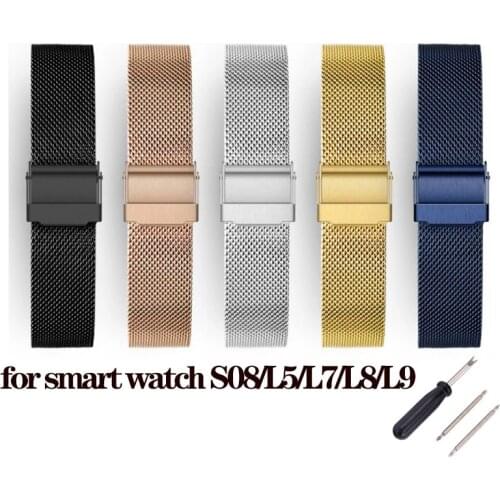 Universal steel belt 22mm for smart watch S08/L5/L7/L8/L9 strap with Milan needle booth belt for samsung galaxy watch active