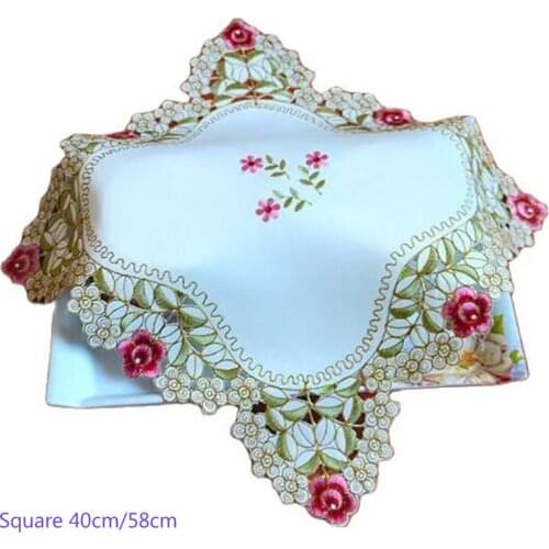 Luxury square Satin Tablecloth Placemat embroidered lace dining tea Table Cover cloth coffee Christmas kitchen Wedding Decor