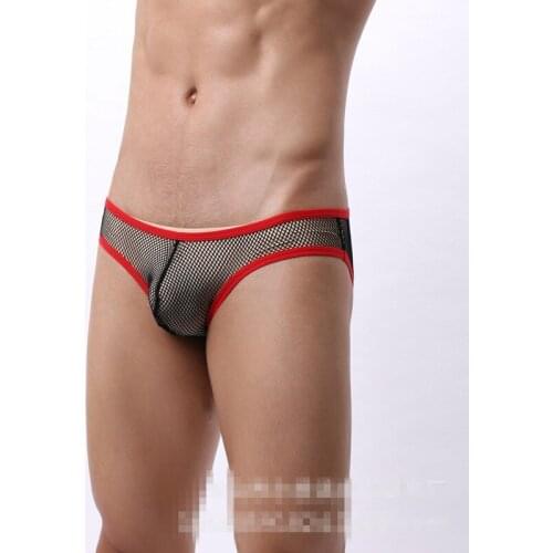 Sexy Mesh Mens Underpants Ultra Thin Breathable Night Club Hollowed Out Men Briefs Underwear Transparent Pants