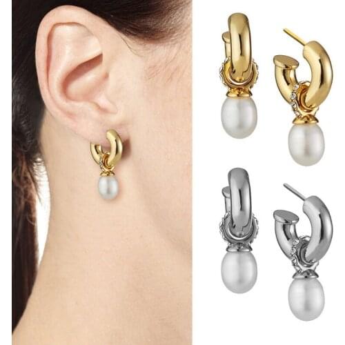 Detachable pearl earrings hoops retro earrings women same paragraph European and American earrings diamond tassel jewelry