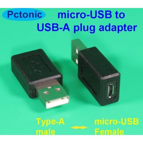 PCTONIC micro-USB female to USB type-A male converter USB-A to micro USB cable connecter adapter bridge connector