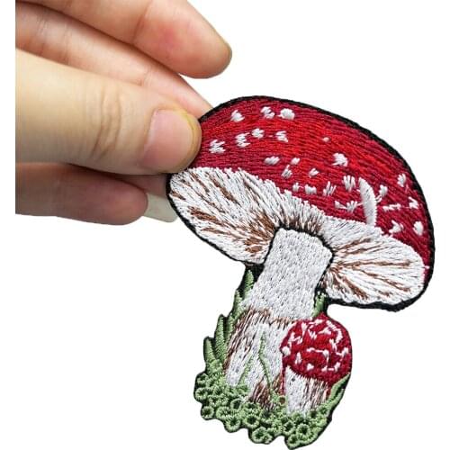 Cute Mushroom Cartoon Embroidered Patches 100% Embroidery Kids Quality Badge Plant Ecofriendly Accessories DIY Free Shipping