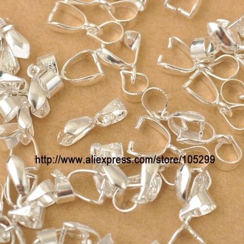 50X Size-L 5X18MM 925 Sterling Silver Findings Bail Connector Bale Pinch Clasp 925 Sterling Silver Pendant Fittings Bail
