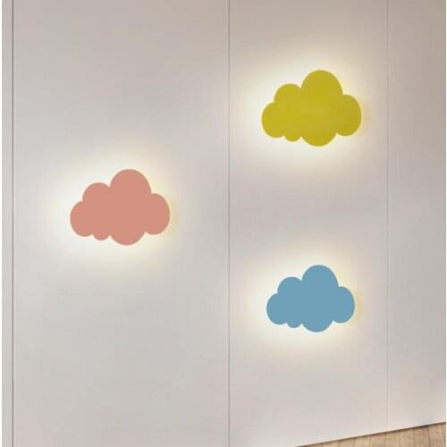 Childrens Room LED Cloud Wall Lamp Girl Boy Bedroom Bedside Lamp Decorative Lighting Creative Personality Art Tri-color Lamp