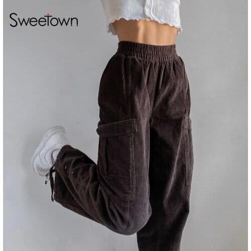 Женские вельветовые брюки Sweetown China At AliExpress