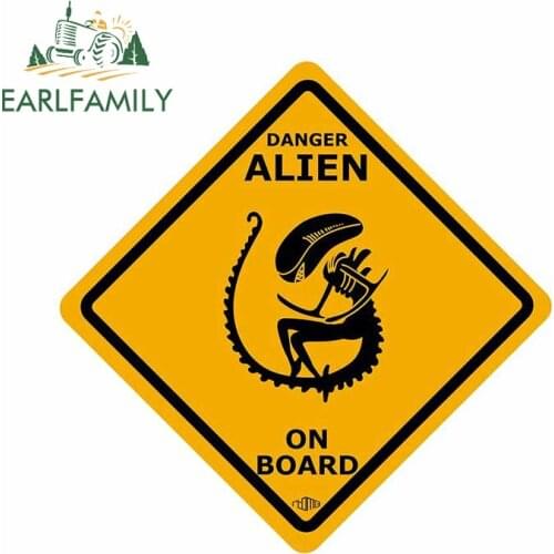 EARLFAMILY 13cm x 12.3cm for Alien on Board Vinyl Car Stickers Anime Waterproof Decoration Scratch-proof Auto Vehicle Decal