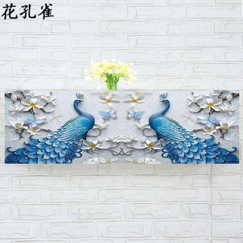 Indoor Air Conditioner Cover Wall Mounted Decorative Hood Embroidery 74 79 81 83 86 89 95 105 x 30 x 20cm Blossom Peacock