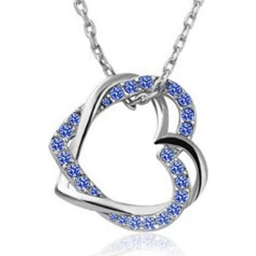 Custom 925 sterling silver pendant necklace womens engagement fashion jewelry Austria crystal Christmas gift N048