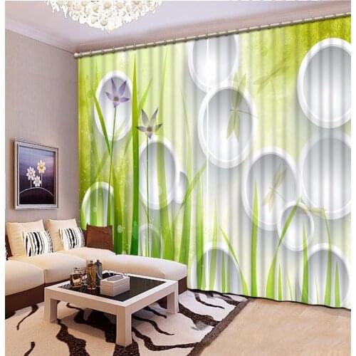 3D Curtain Beautiful Green Leaf Ring 3D Curtain Blackout Bathroom Curtain Blackout Curtain Fabric Home Bedroom