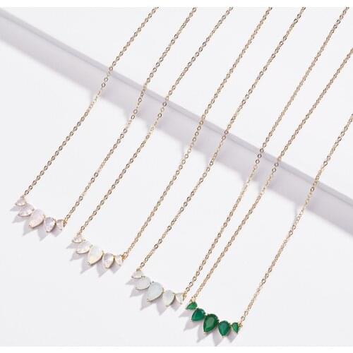 Copper Claw Setting Opal Color Zircon Mini Pendant Necklace Short Chain Necklaces for Women