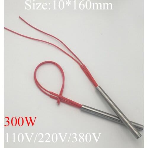 10x160 10*160mm 300W AC 110V 220V 380V Stainless Steel Cylinder Tube Mold Heating Element Single End Cartridge Heater