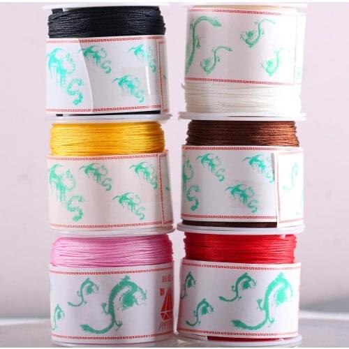 2Rolls 0.6MM Beading Nylon Cord for DIY Bracelet Jewelry Findings Making Necklace Chinese Knot Macrame White Red Line 50M/Roll