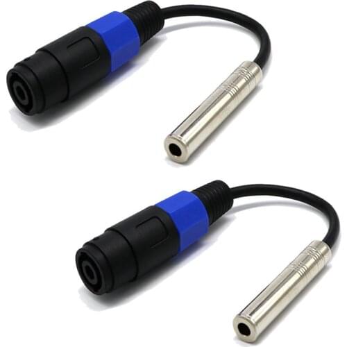 2 pcs Gauge Connector Cable Compatible Speakon Male to 1/4" Female Adapter