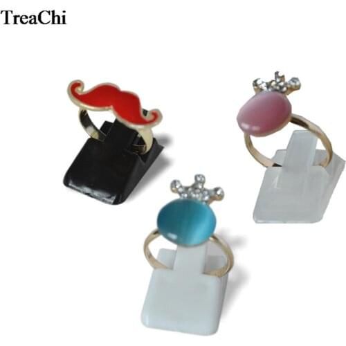 Mini Ring Jewelry Display Showcase White Black Clear Ring Clip Rack Economic Ring Storage Organizer Display Stand Holder 20Pcs