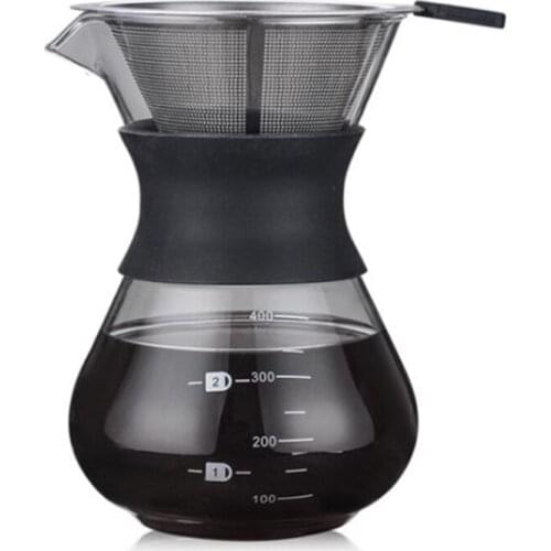 200ML Pour Over Coffee Maker Filter Dripper Glass Container Coffee Percolators Stainless Steel Coffee Filter CNIM Hot