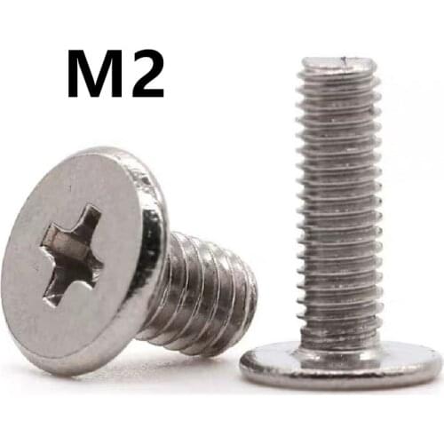 200PCS M2x2/3/4/5/10mm 304 Stainless Steel Cross Phillips Ultra Thin Super Low Flat Wafer Head Screw Bolt For Laptop Computer CM