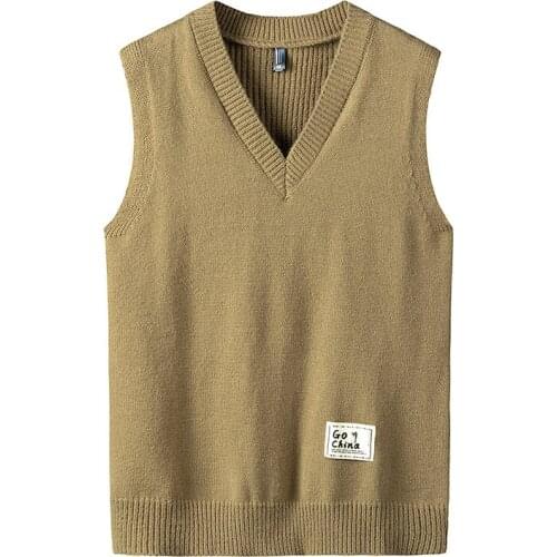 2020 Autumn & Winter New Loose Plus Size V-neck Stretch Sleeveless Sweater Vest Casual Simple Versatile Men Vest Free Shipping