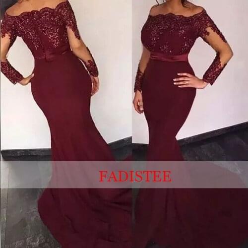2021 Spring Evening Dress Bodice Vintage Formal Gown Vestido De Festa Prom Dress long коктейльные платья Burgundy long sleeves