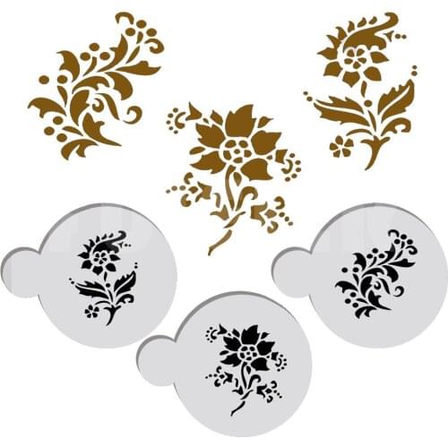 3Pcs/set Flower shape cake stencil, baking cookie cake decoration tools , PET plastic cake stencil cut with laser