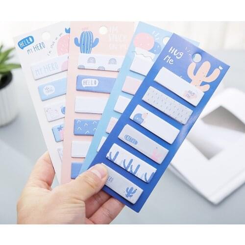 40packs 4800pages Cute Sticky Notes Korean Stationery Cactus Planner Stickers Note Pad Kawaii Memo Pad Bookmark Sheets Wholesale