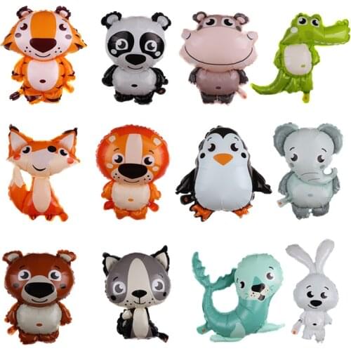 5pcs/lot Cartoon Animal Foil Balloons DIY Tiger penguin Balloon Children Inflatable Toys Globos Birthday Party Decorations Kids