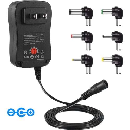 3V 4.5V 5V 6V 7.5V 9V 12V 2A 2.5A AC DC Adapter Adjustable Power Adapter Universal Charger Supply for LED light strip lamp 30W