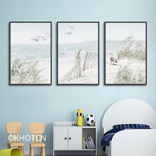 White Dove Flying Above Sea Reeds Canvas Art Print Painting Poster Wall Pictures For Child Room Decoration Cartoon Wall Decor