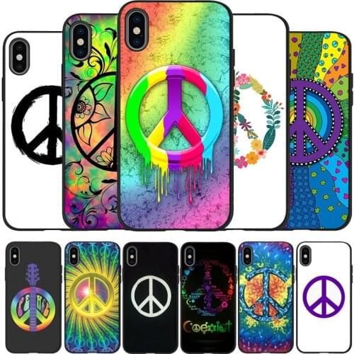 Hippie Psychedelic Art Peace black Silicone Phone Case For iPhone 12 XR XS Max 5 5S SE 2020 6 6S PLUS 7 8 X 11Pro Max 11 Cover