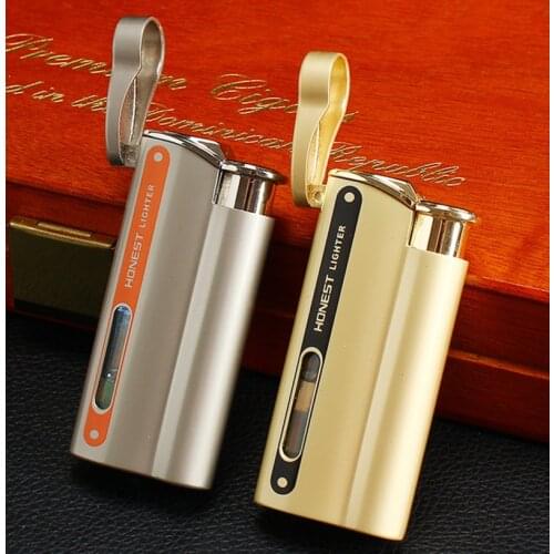 Honest Windproof visible air chamber GAS inflatable lighter.Smoking Gadgets
