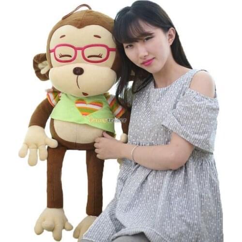 Fancytrader 31'' / 80cm Giant Cute Plush Stuffed Glasses Monkey Toy, 2 Colors Available! Free Shipping FT50246
