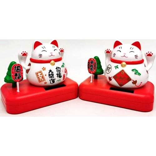 Funny Solar Powered Dancing Figure Toy Home Office Desk Car Hand Swing Lucky Cat Decoration Ornament Holiday Gift 11x7x9cm
