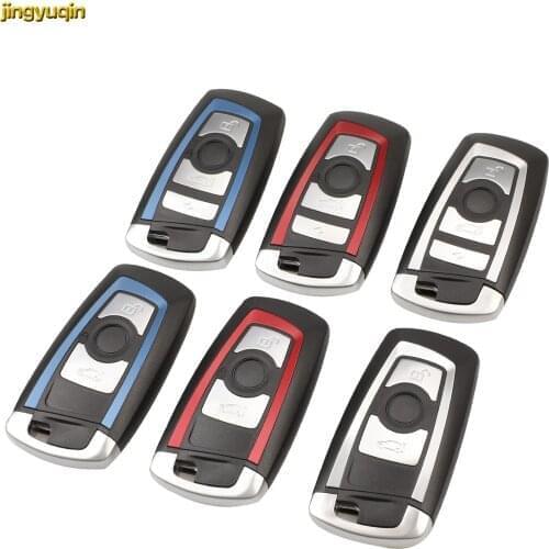 Jingyuqin 10pcs Remote Key Shell For BMW 1 3 5 6 7 Series X3 X4 Key FOB Replacement Smart Car Key 3/4 Buttons Insert Uncut Blade