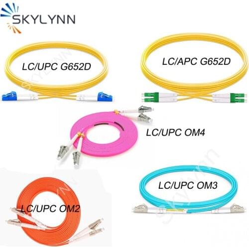 10PCS 2 Meter LC to LC UPC/APC Polished SM G652D MM OM2/OM3/OM4 Duplexer Core 3.0mm LSZH Jacket Fiber Optic Patch Cord Cable